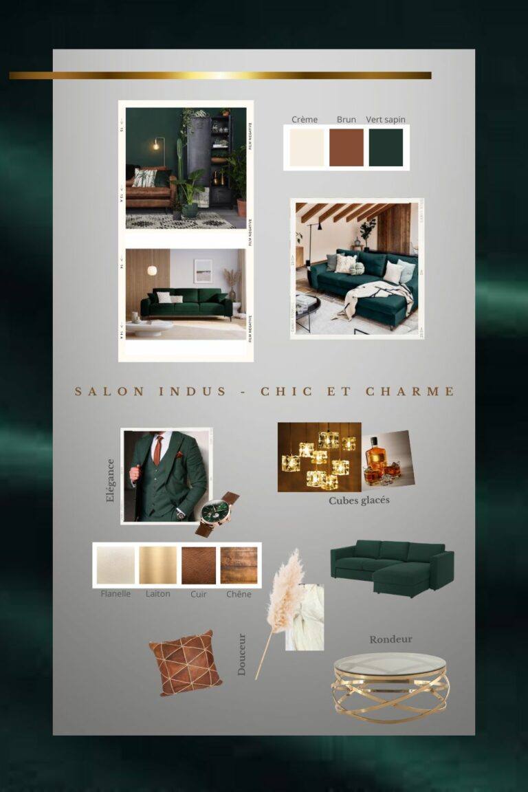 moodboard planche d'ambiance de la transformation de la chambre en salon