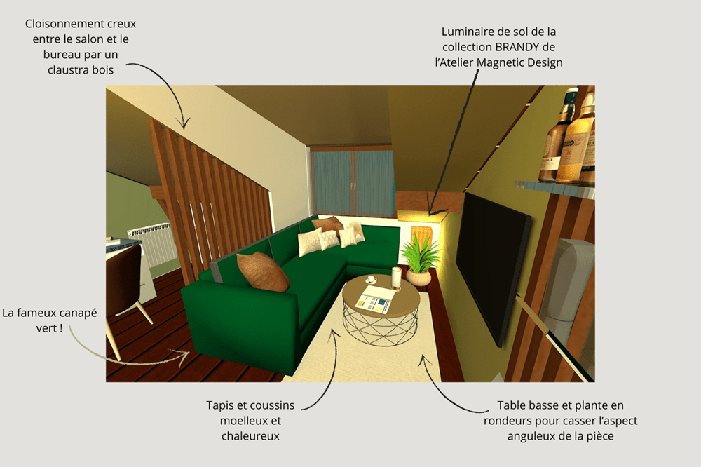 description de l'aménagement intérieur de l'espace salon